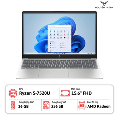 [New 100%] Laptop HP 15-fc0093dx (Ryzen 5-7520U | 16GB | 256GB| 15.6'' FHD | Bạc)