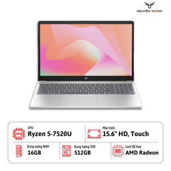 Laptop HP 15-fc0245dx (Ryzen 5 7520U, RAM 16GB, SSD 512GB, 15.6inch HD Cảm ứng)