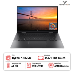 Laptop HP Envy X360 15 (Ryzen 7 5825U, Ram 64GB, SSD 2TB, 15.6