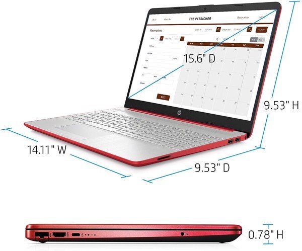 Laptop HP 15 (Intel Pentium N6405/ 4GB/ 128GB SSD/ 15.6 HD WIN10/ Scarlet Red)