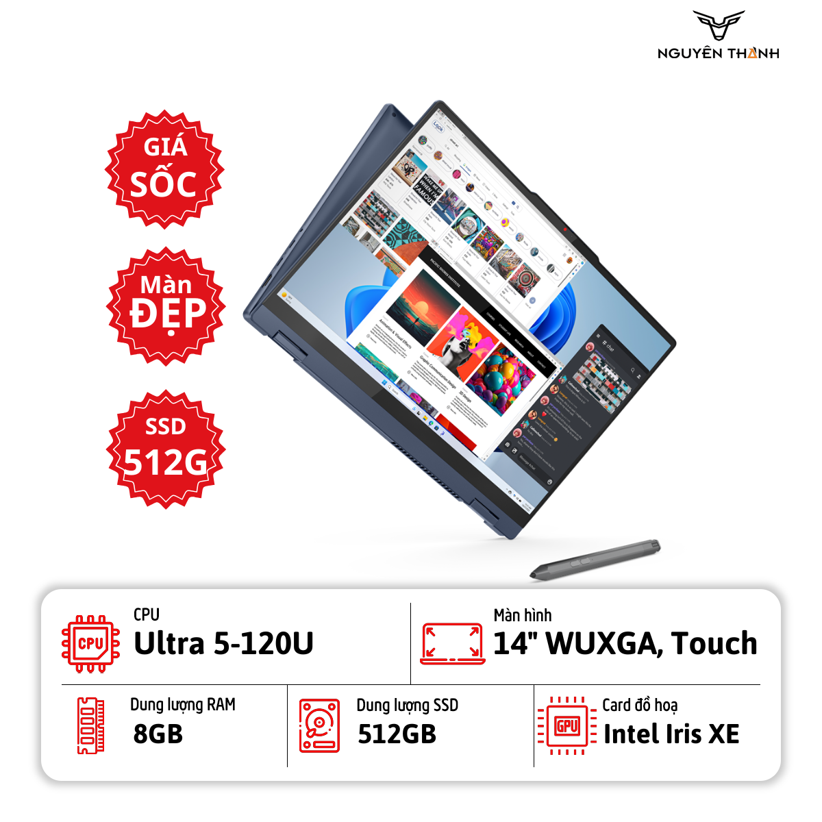 Laptop Lenovo Ideapad 5 2-IN-1 14IRU9 (Core 5-120U, RAM 8GB, SSD 512GB, 14.0