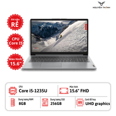 Laptop Lenovo IdeaPad 1 15IAU7 (Intel Core I5-1235U, Ram 16Gb, SSD 512Gb, 15.6'' FHD, Gray)
