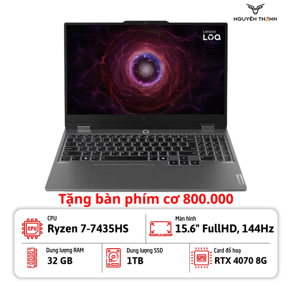 Laptop Lenovo LOQ 15ARP9 (Ryzen 7-7435HS, 32GB, 1TB, RTX 4070 8GB, 15.6