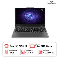 Laptop Lenovo LOQ 15IAX9 (Core i5-12450HX, 20GB, 512GB, RTX 3050 6GB, 15.6