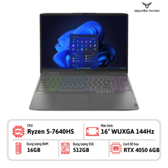 Laptop Lenovo LOQ 16APH8 (Ryzen™ 5-7640HS, Ram 16GB, 512GB SSD , RTX™ 4050 6GB, 16