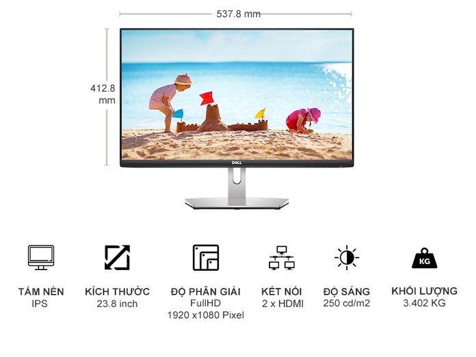 Màn hình Dell S2421H (23.8inch/ FHD/ IPS/ 75Hz/ 8ms/ 250nits/ HDMI+Audio/ Freesync/ Loa)
