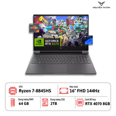 Laptop HP Victus Gaming 16-s1023dx( Ryzen 7-8845HS, Ram 64GB, SSD 2TB, RTX 4070 8GB, 16
