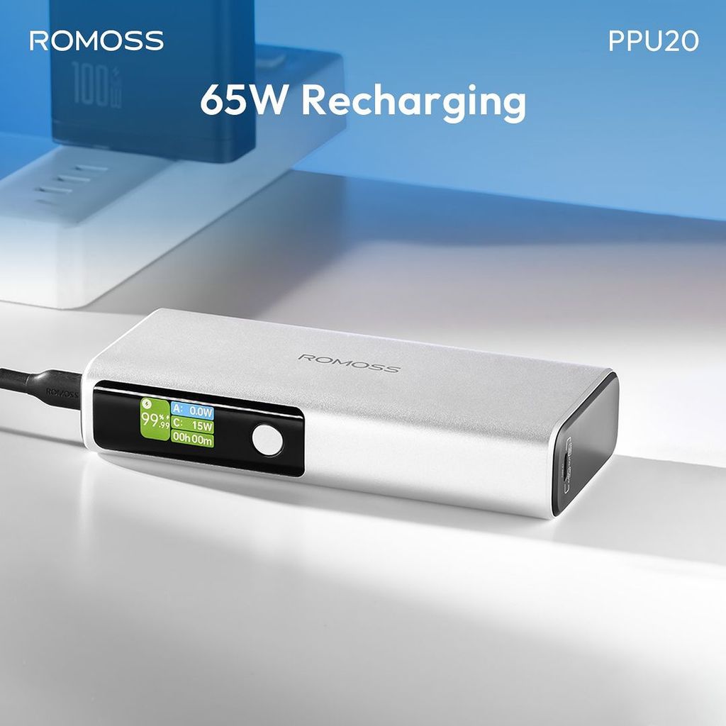 Pin dự phòng Romoss PPU20 130W 20000mAh Adaptive Fast Charge Power Bank - Sạc được cho Laptop