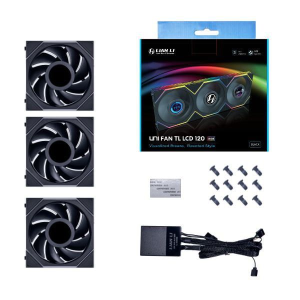 Fan Case Quạt tản nhiệt Lian Li UNI FAN TL120 LCD BLACK – TRIPLE PACK (kit 3 fan)