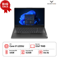 Laptop Lenovo V15 G3 IAP (Intel Core i7-1255U, RAM 16GB , 512GB SSD, 15.6 inch FHD, Intel Iris Xe, Windows 11 Pro)
