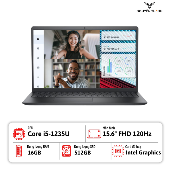 Laptop Dell Vostro 15 3520  (Intel Core i5-1235U, 16GB, 512GB, 15.6 inch FHD 120Hz, Iris Xe Graphics, Windows 11, Đen)