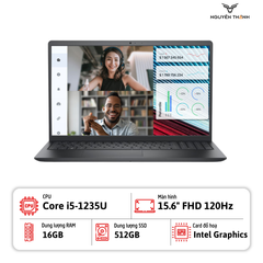 Laptop Dell Vostro 15 3520  (Intel Core i5-1235U, 16GB, 512GB, 15.6 inch FHD 120Hz, Iris Xe Graphics, Windows 11, Đen)