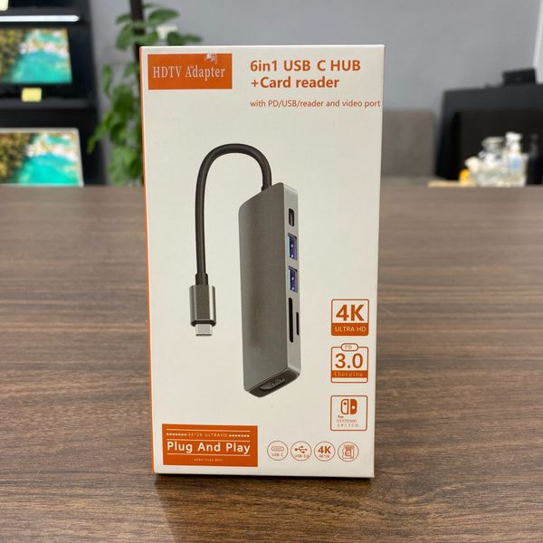 Hub chuyển đổi 6 in 1 Type C sang USB 3.0, Card reader, PD port, HDMI