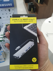 Hub chuyển Type C ra HDMI/LAN/USB 3,0*2/HD ( 6 IN 1)