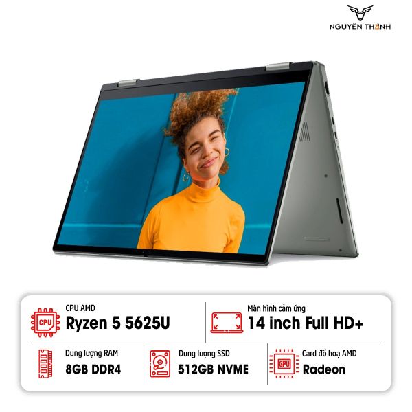 Laptop Dell Inspiron 7425 2-in-1 (Ryzen 5-5625U/ Ram 8GB/ SSD 512GB/ AMD Radeon Graphics/ 14” FHD+ Touch/ Pebble Green)