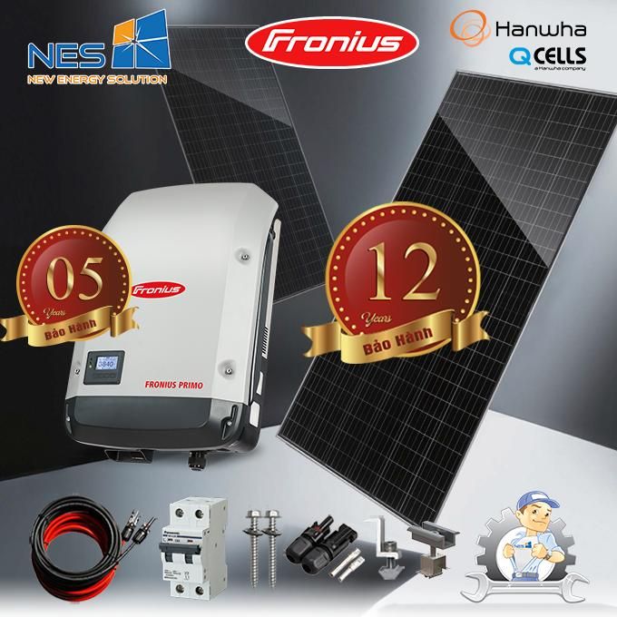 Trọn gói 22 tấm pin mặt trời Hanwha Q cell + Inverter Fronius Primo 1 Pha (7.59kWp)