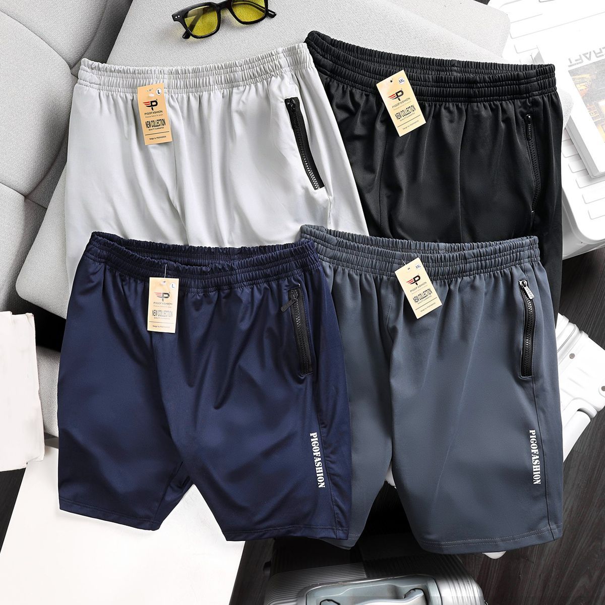 Bộ thể thao nam ngắn tay chất lượng cao, áo thun cổ tròn và quần short thun ATS08.QCT02 PIGOFASHION