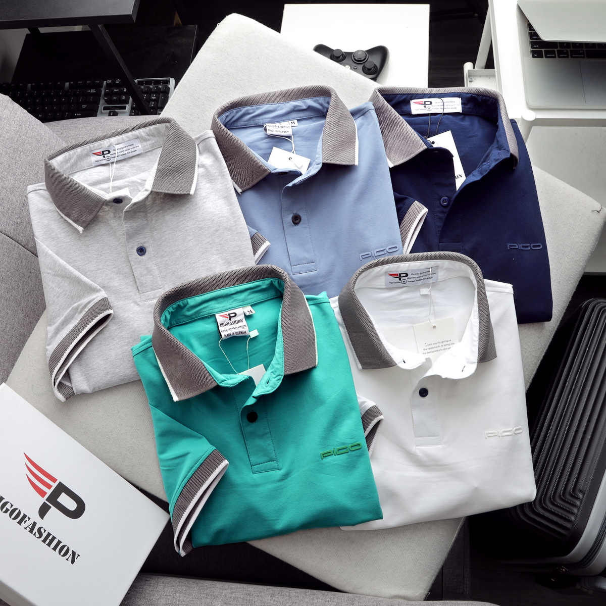 Áo thun polo nam cổ bẻ PPL32 PIGOFASHION cotton mịn co giãn 4 chiều thoáng mát nhiều màu