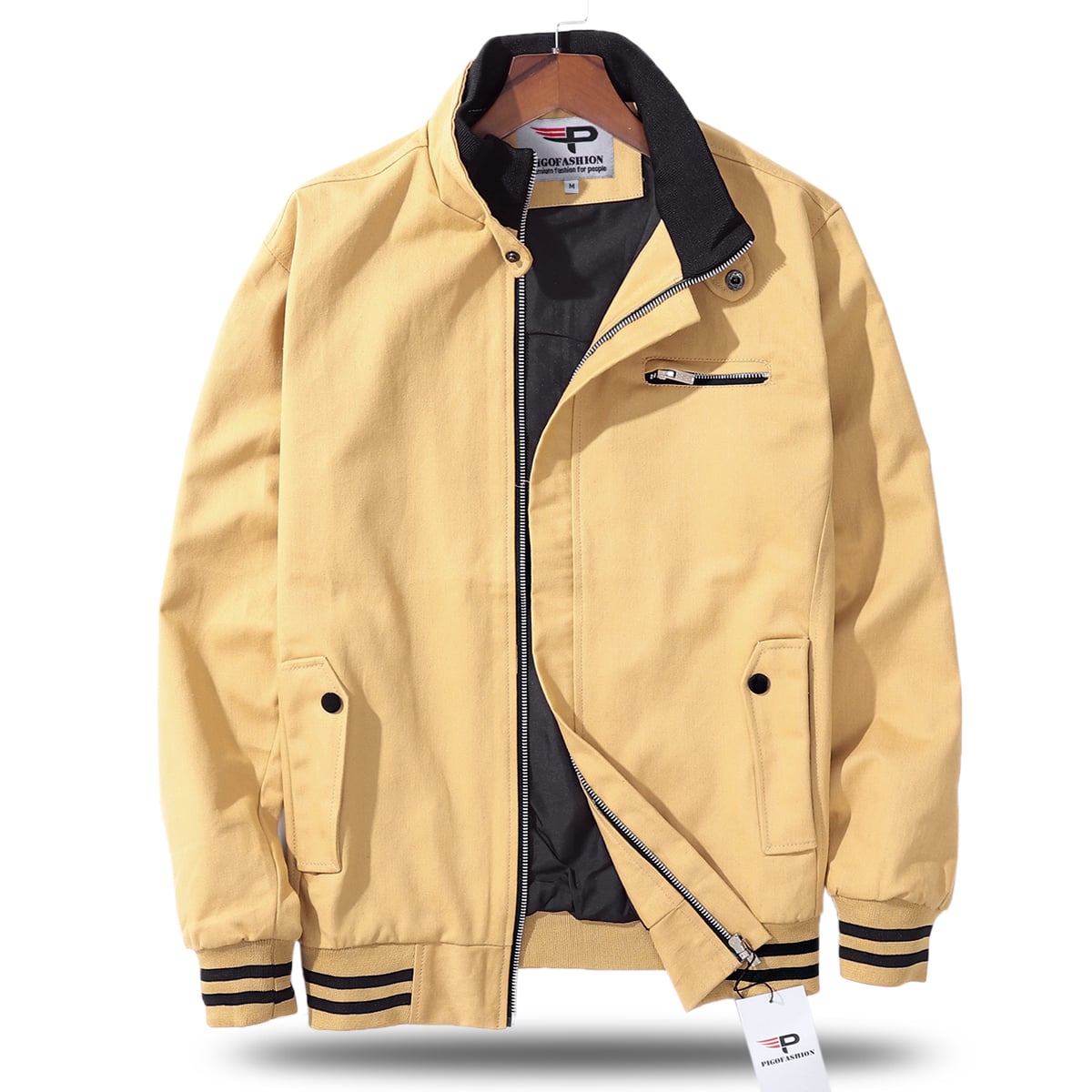 Áo khoác kaki nam kiểu hàn phối bo tay AKK68 Pigofashion