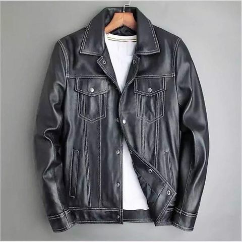 Áo khoác da nam lót dù cổ bẻ cao cấp ADN12 Pigofashion