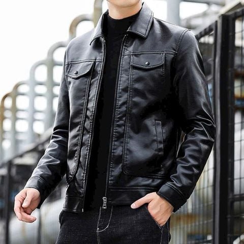 Áo khoác da nam basic cao cấp AVN02