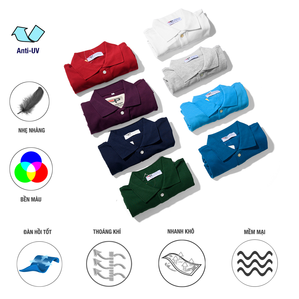 Bộ 3 áo thun nam cổ bẻ ngắn tay co giãn 4 chiều Pigofashion AB19 chọn nhiều màu