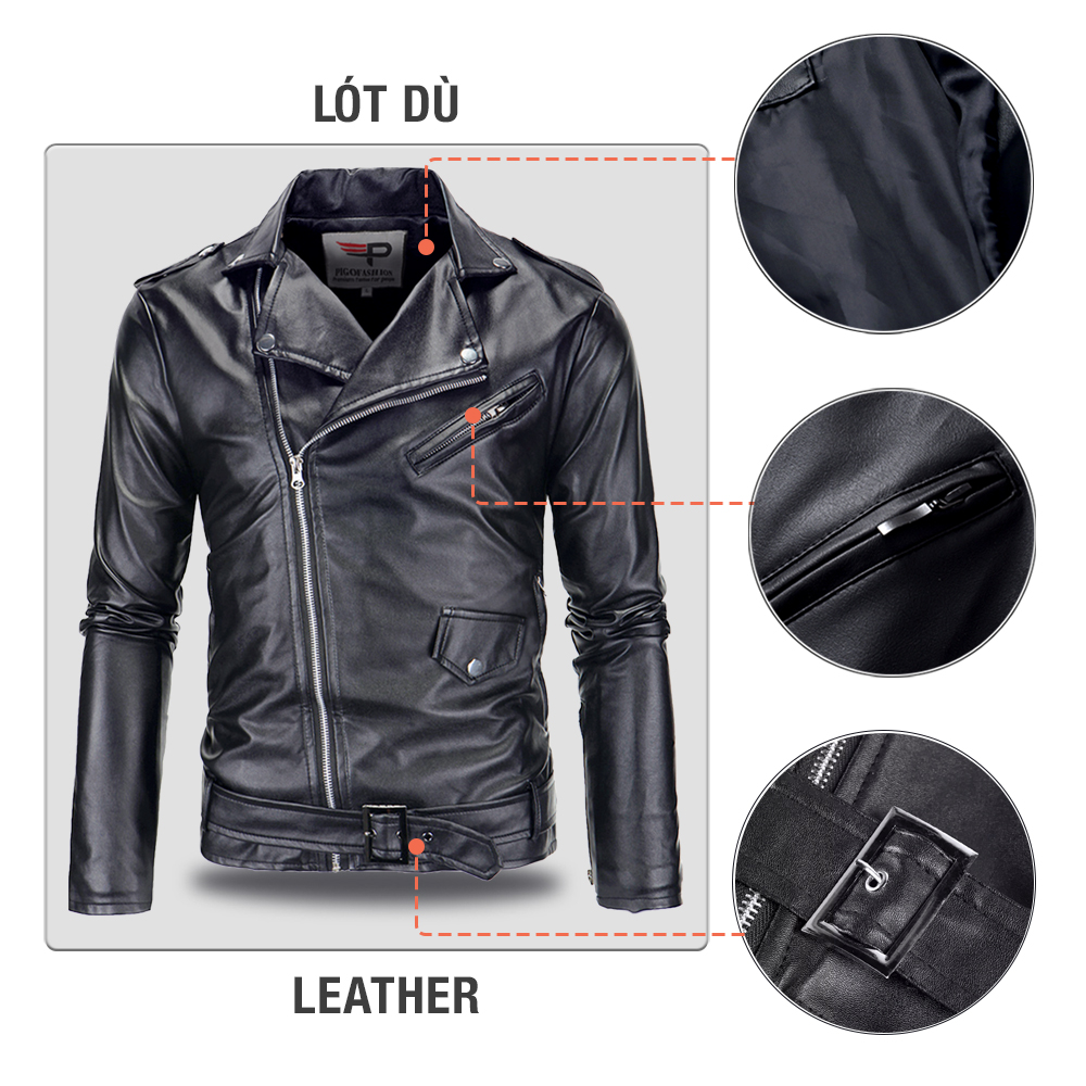 Áo khoác da nam lót dù cao cấp ADN1023 PigoFashion
