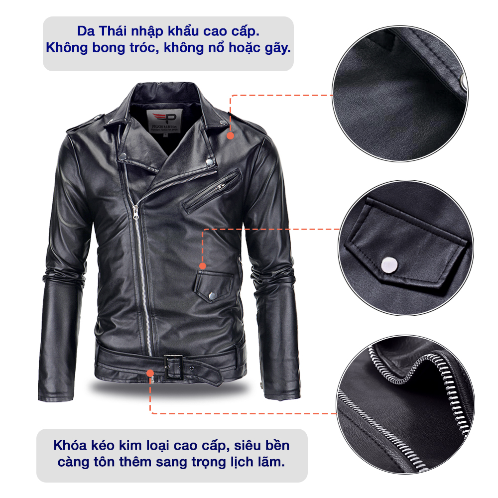 Áo khoác da nam lót dù cao cấp ADN1023 PigoFashion