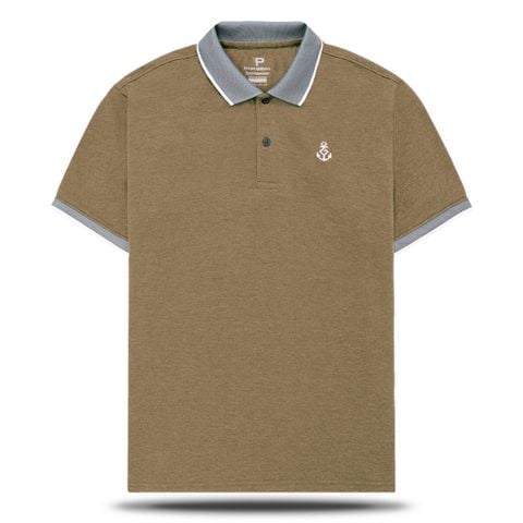 Áo thun nam cổ bẻ ngắn tay màu trơn logo mỏ neo AHT08 Pigofashion