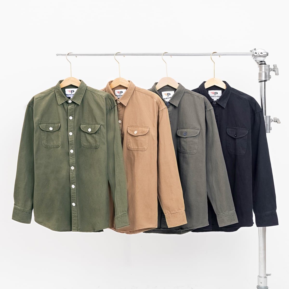 Áo khoác kaki nam màu rêu AKKJ01 PIGOFASHION vải wash mịn dáng áo dày dặn