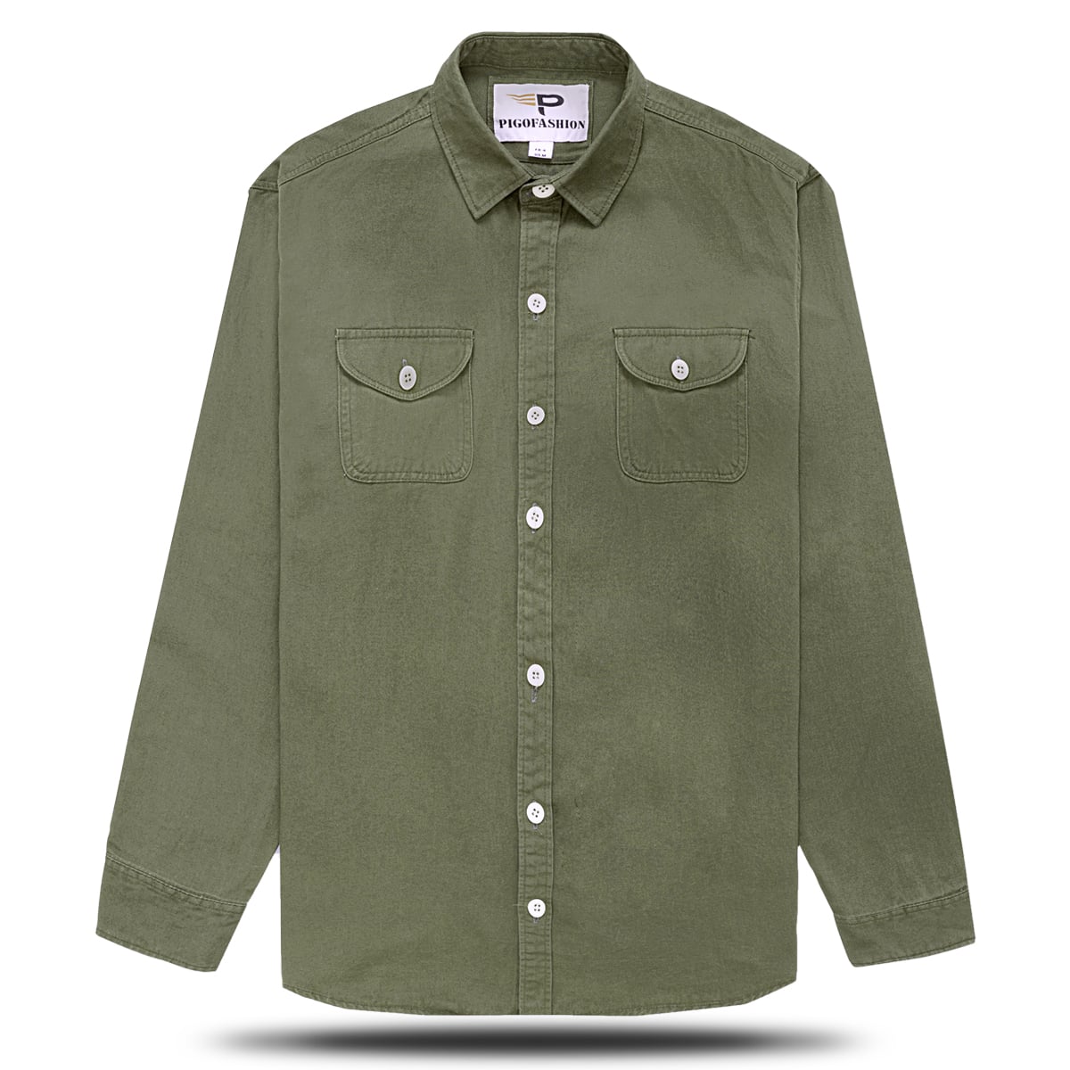 Áo khoác kaki nam màu rêu AKKJ01 PIGOFASHION vải wash mịn dáng áo dày dặn