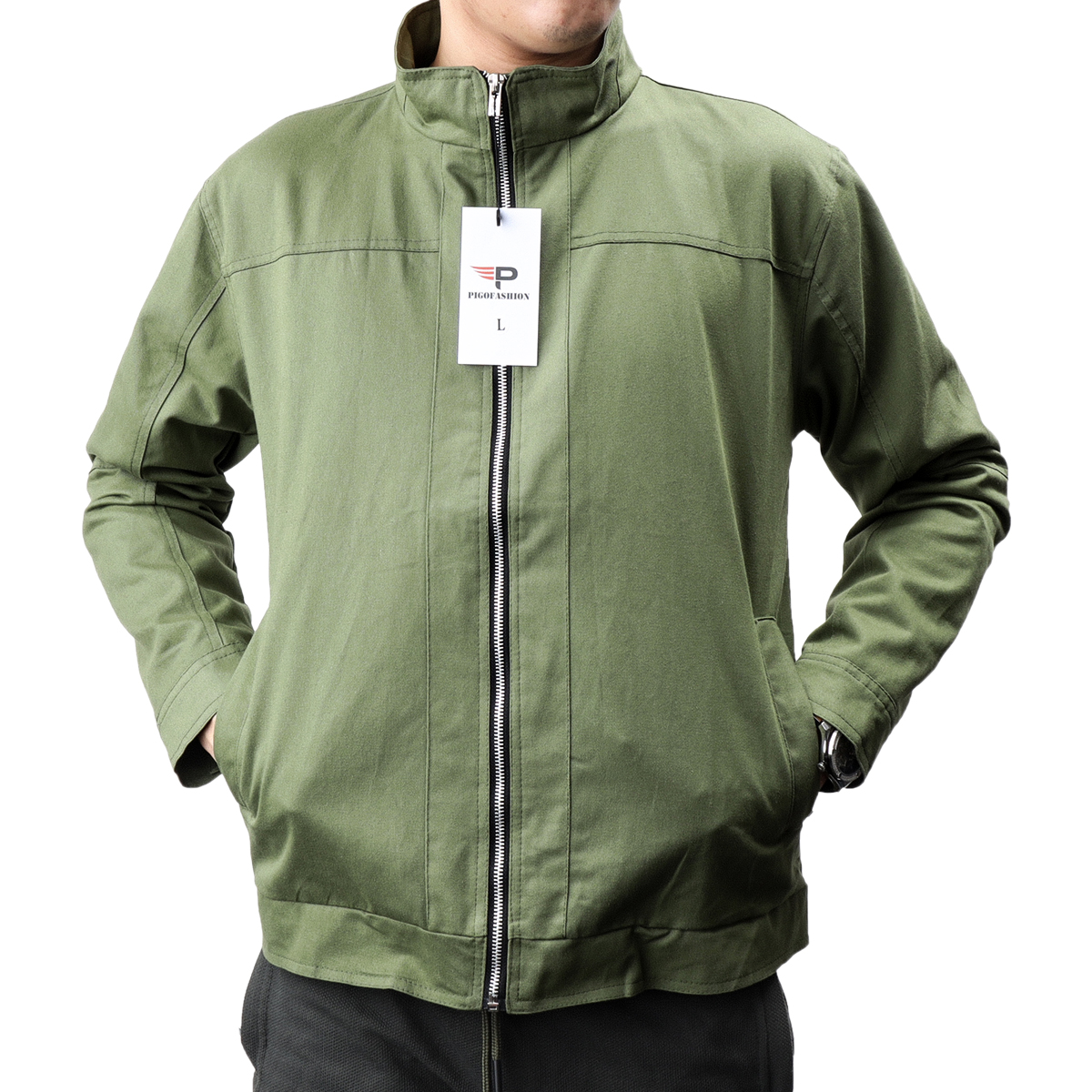 Áo khoác kaki nam cổ đứng nam tính lớp lót dù mỏng mát bên trong Pigofashion AKKJ02
