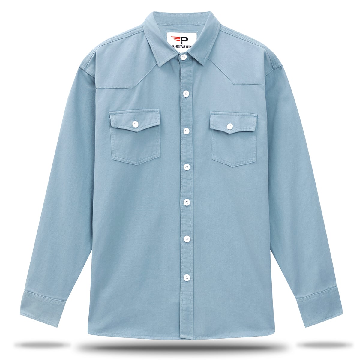 Áo khoác kaki denim túi hộp AKKJ03 PIGOFASHION màu xanh lake