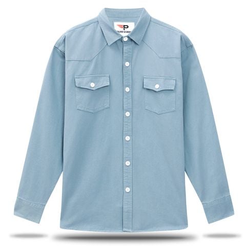 Áo khoác kaki denim túi hộp AKKJ03 PIGOFASHION màu xanh lake