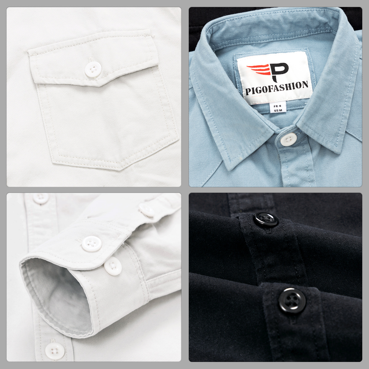 Áo khoác kaki denim túi hộp AKKJ03 PIGOFASHION màu xanh lake