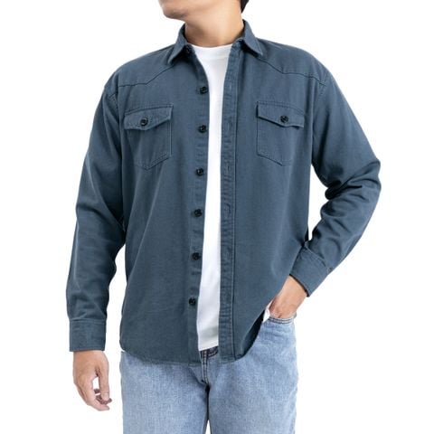 Áo khoác kaki nam  AKKJ03 PIGOFASHION màu navy blue vải wash mịn