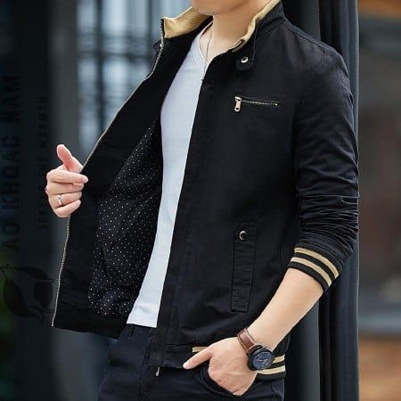 Áo khoác kaki nam kiểu hàn phối bo tay AKK68 Pigofashion