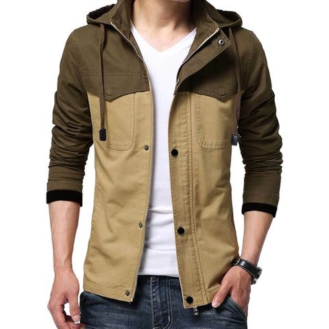 Áo khoác kaki nam có nón AKK15 be vàng Pigofashion