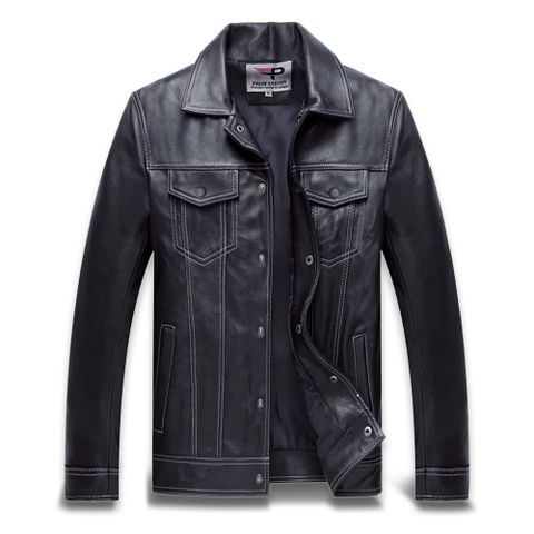 Áo khoác da nam lót dù cổ bẻ cao cấp ADN12 Pigofashion