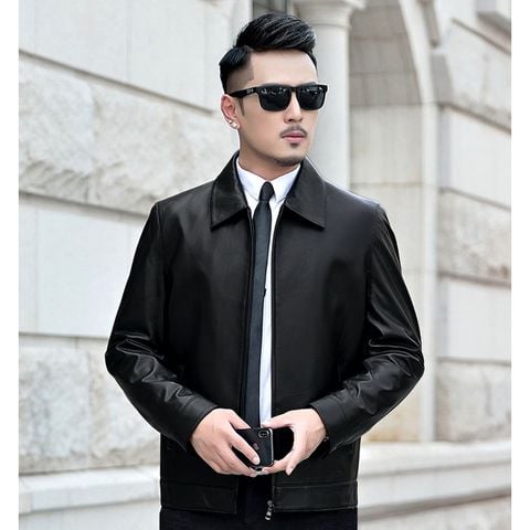 Áo khoác da nam Biker nhập khẩu cao cấp lót dù lụa thoáng mát  ADN16