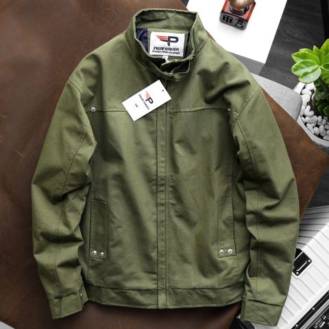 Áo khoác kaki nam cá tính cổ đứng cao cấp Pigofashion AV17 xanh rêu