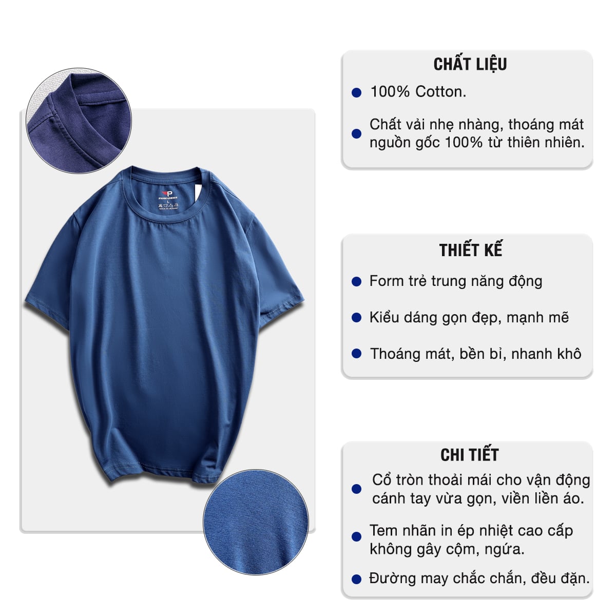 Áo thun nam cổ tròn cotton nhiều màu co giãn thoáng mát CT08 PIGOFASHION