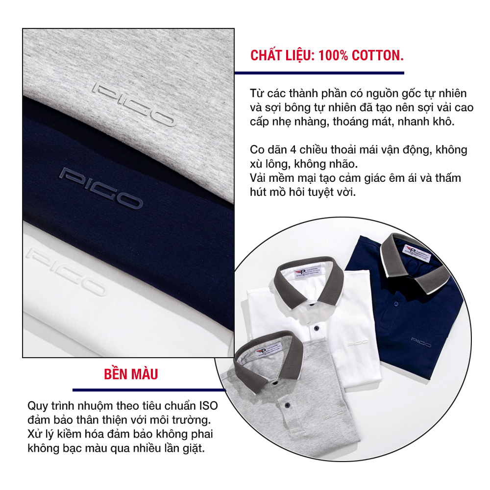 Áo thun polo nam cổ bẻ màu trắng PPL32 PIGOFASHION cotton mịn co giãn 4 chiều thoáng mát