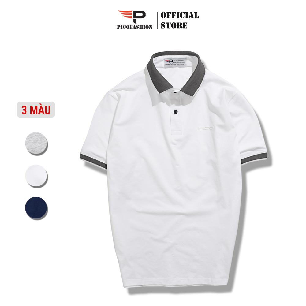 Áo thun polo nam cổ bẻ màu trắng PPL32 PIGOFASHION cotton mịn co giãn 4 chiều thoáng mát