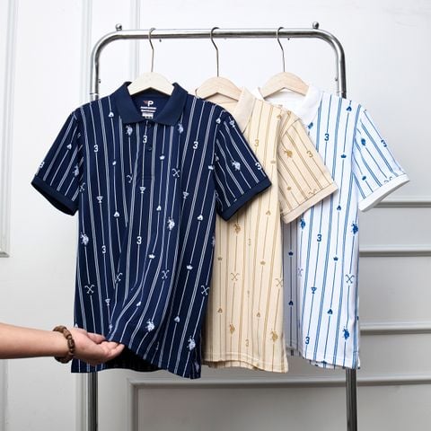 Áo thun polo nam tay ngắn họa tiết cao cấp, chất cotton thoáng mát PPL37 PIGOFASHION