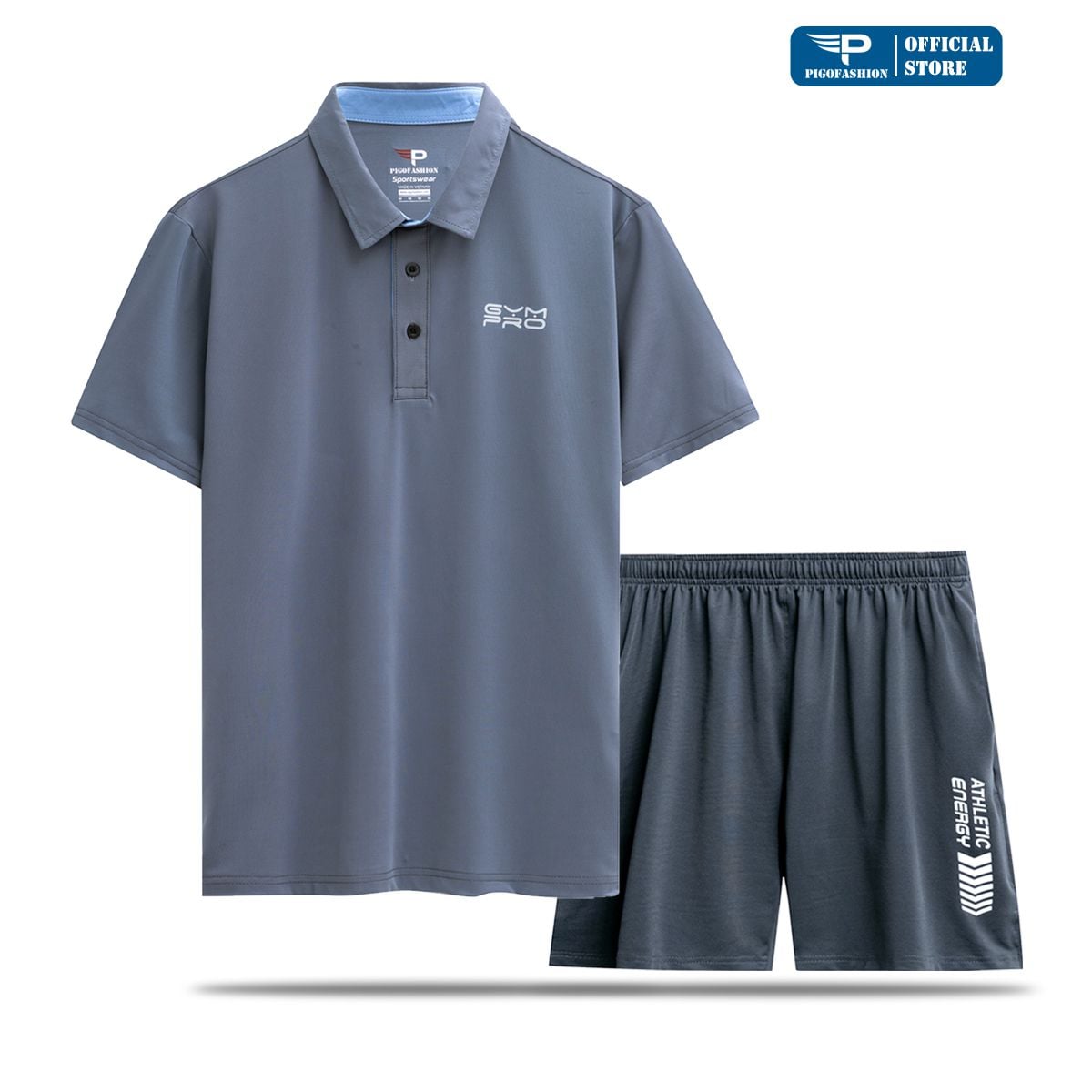 Bộ thể thao nam áo thun cổ bẻ co giãn 4 chiều, quần thun thể thao ATT01.QCT03 PIGOFASHION chất lượng, thoáng mát