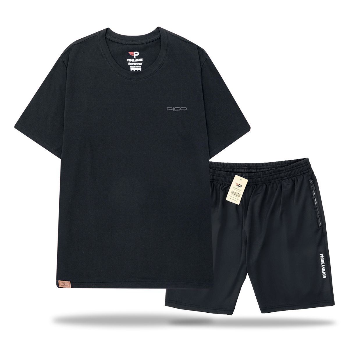 Bộ thể thao nam ngắn tay chất lượng cao, áo thun cổ tròn và quần short thun ATS08.QCT02 PIGOFASHION