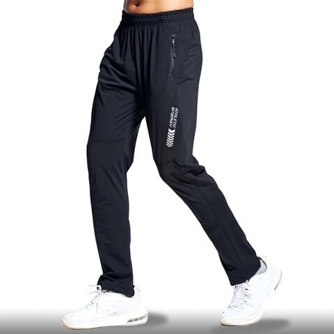 Quần dài thể thao nam chất dù gió co giãn logo ép nhiệt Athletic Energy FP02 Pigofashion