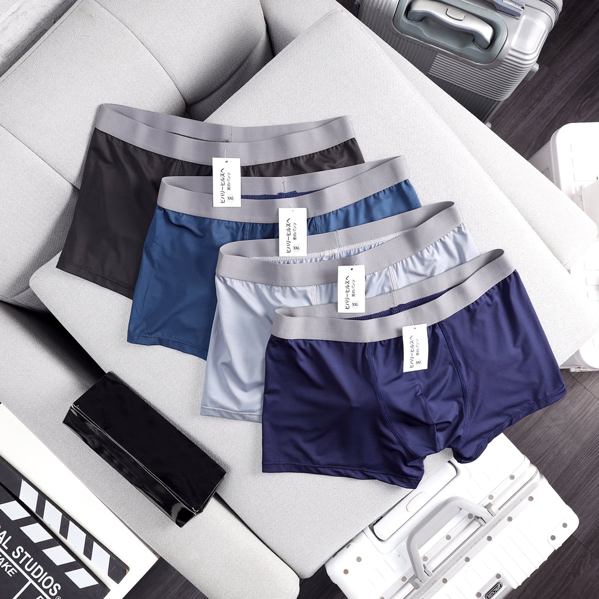 Hộp 4 Quần Lót Nam Boxer Thun Lạnh Lưng Trơn QLTL01 PigoFashion