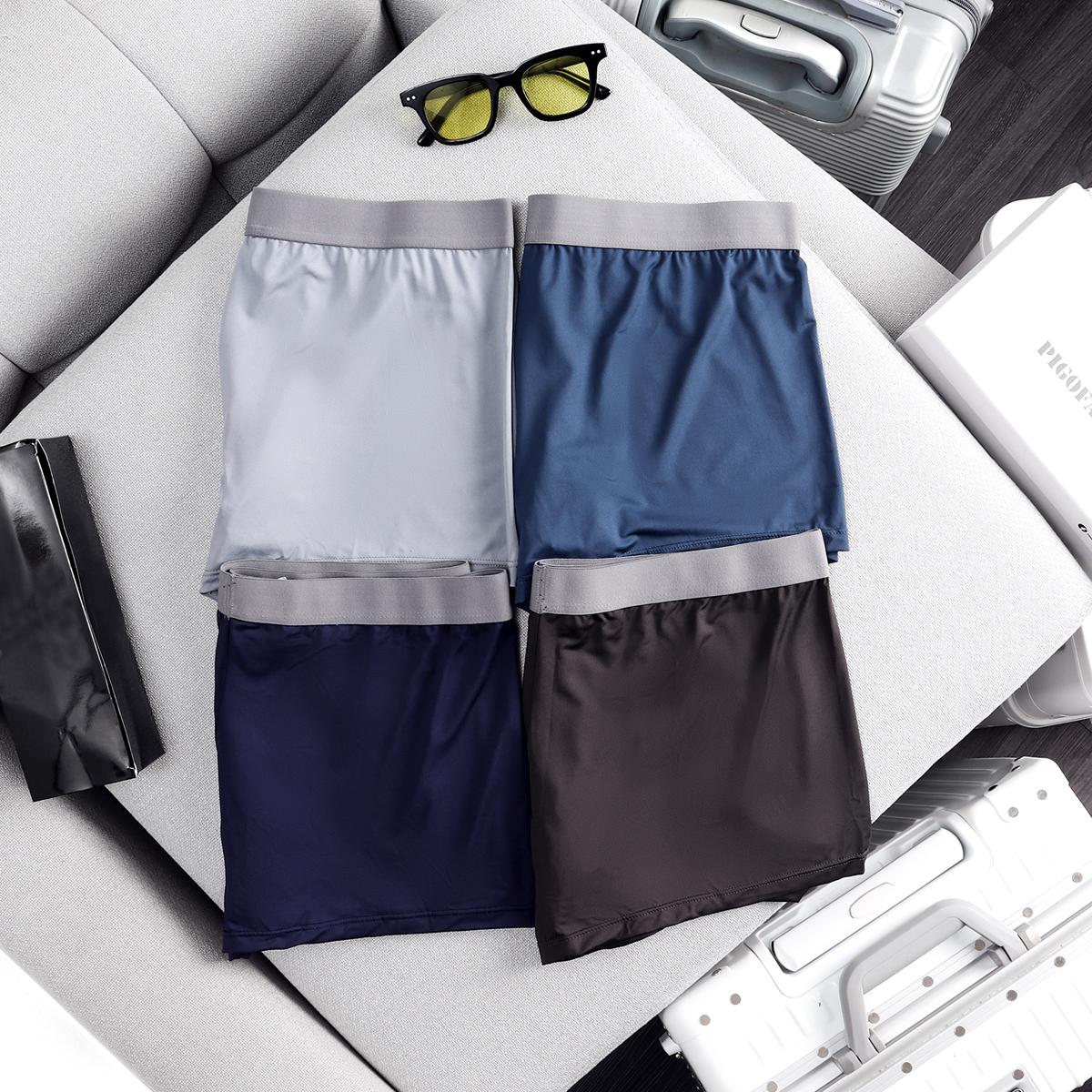 Hộp 4 Quần Lót Nam Boxer Thun Lạnh Lưng Trơn QLTL01 PigoFashion
